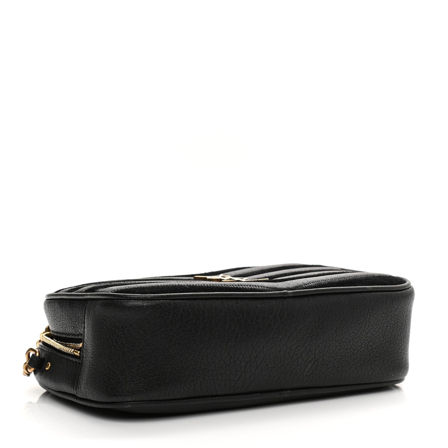 Saint Laurent Calfskin Suede Matelasse Monogram Mini Lou Camera Bag Black 4 of 11