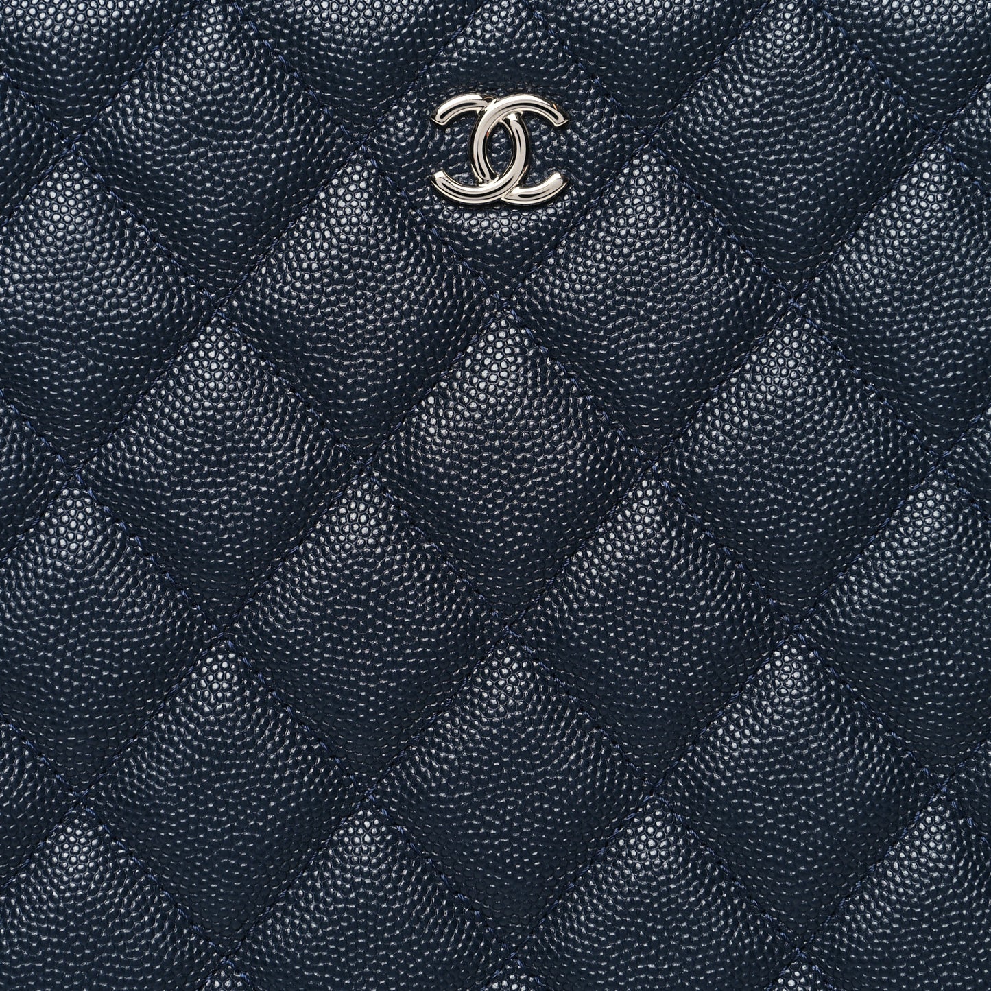 Caviar Quilted Large Cosmetic Case Navy