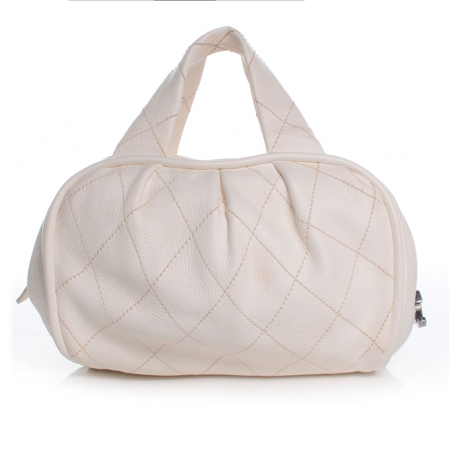 Calfskin Round Bowling Bag White