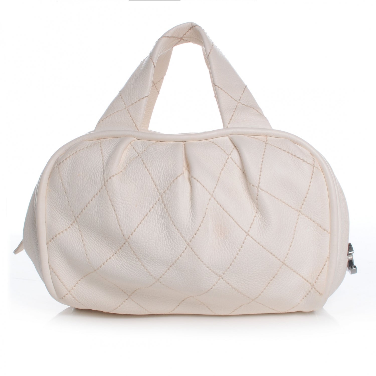 Chanel Calfskin Round Bowling Bag White 1 of 7