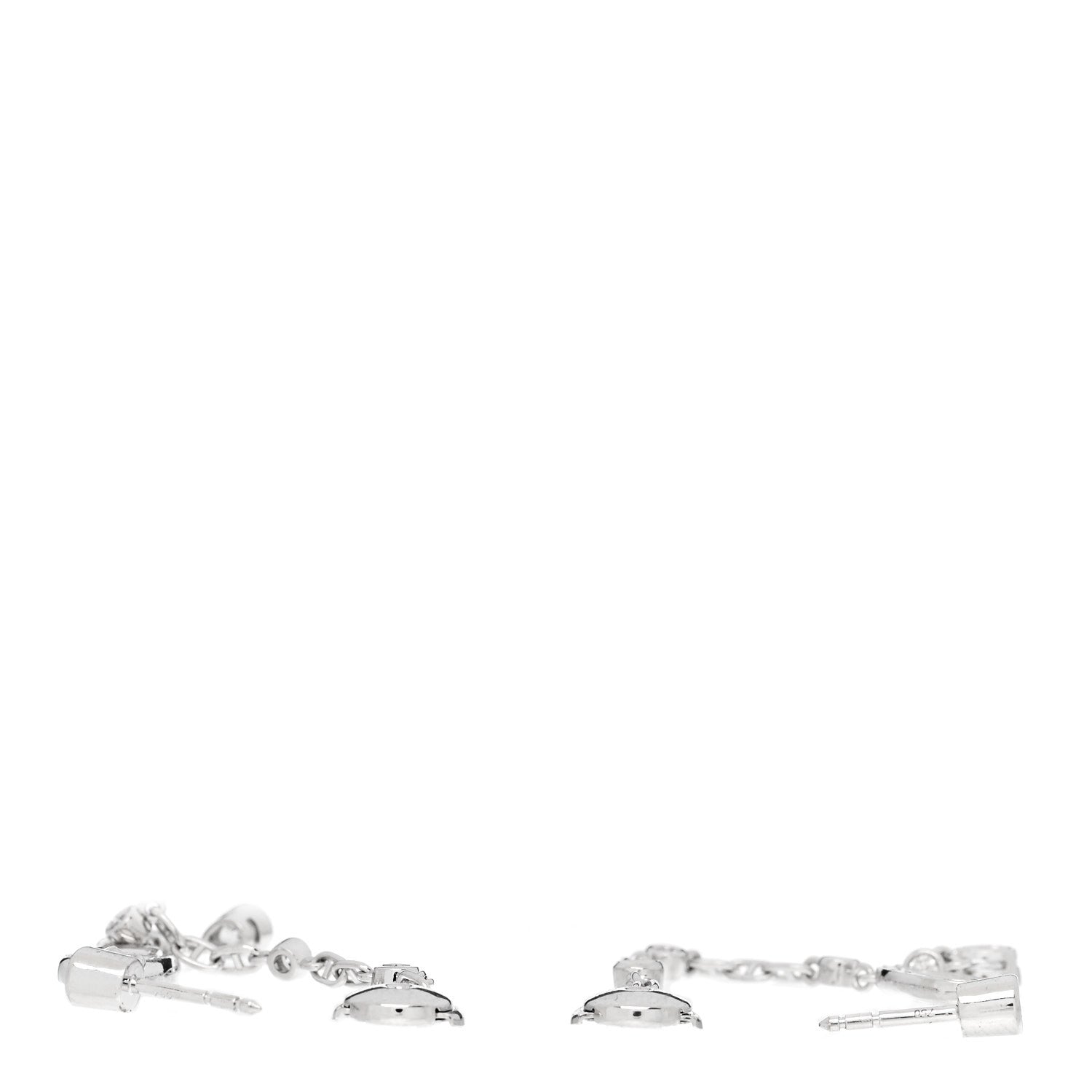 Hermes 18K White Gold Diamond Chaine D'Ancre Chaos Fancy Earrings 3 of 5