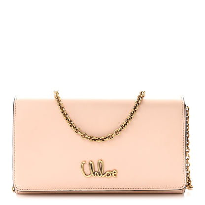 Chloe Calfskin Iconic Flap Wallet On Chain Cement Pink 1 of 10