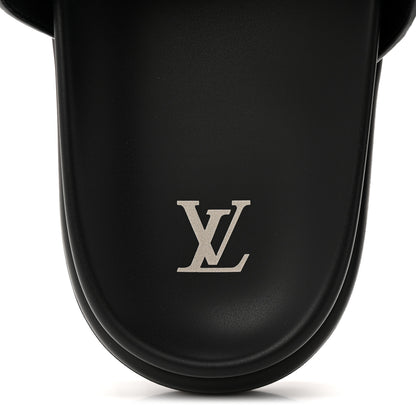 Louis Vuitton Grained Calfskin Embossed Monogram Mens Venice Mule Sandals 11 Black 8 of 9