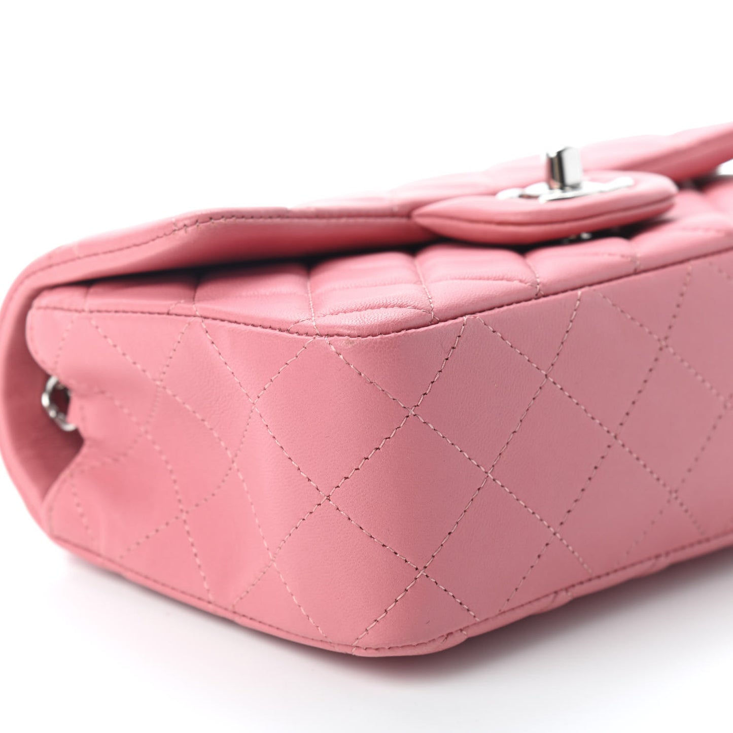 Lambskin Quilted Mini Rectangular Flap Pink