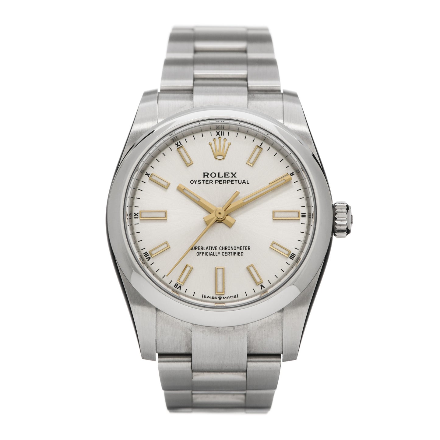 Stainless Steel 34mm Oyster Perpetual Watch Silver 124200