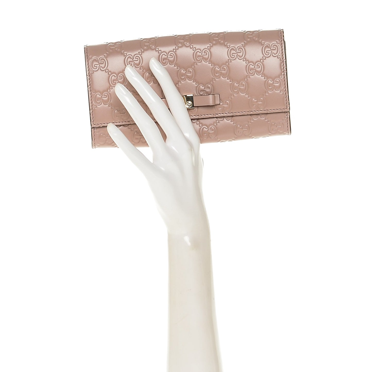 Guccissima Bow Continental Wallet Rose Beige
