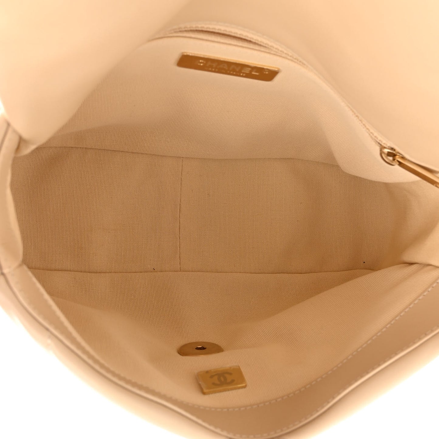 Goatskin Quilted Medium Chanel 19 Flap Beige