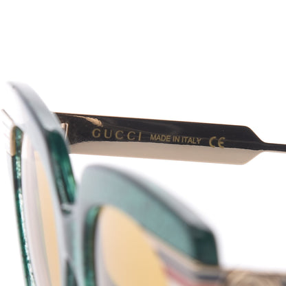 Gucci Acetate Square Frame Web Glitter GG0281S Sunglasses Green 5 of 7