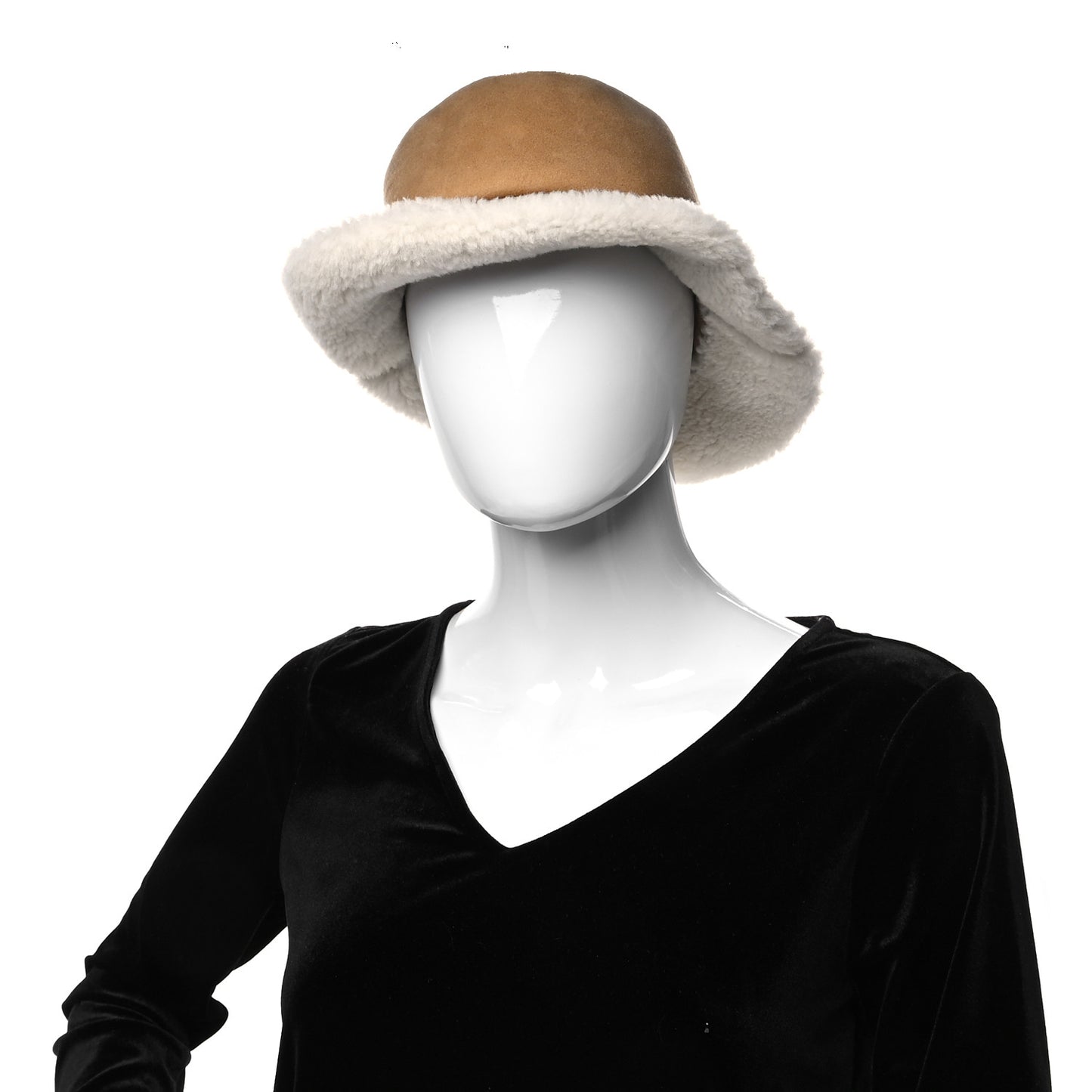 Suede Shearling Bucket Hat 58 Beige