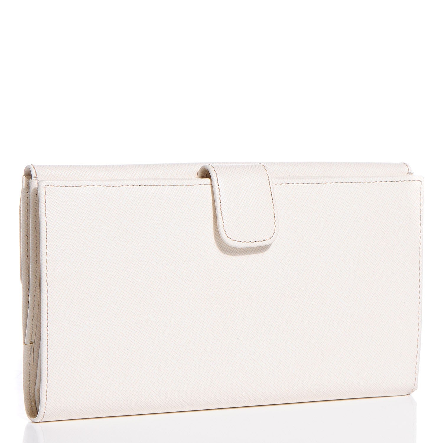 Prada Saffiano Metal Continental Wallet Talco 3 of 9