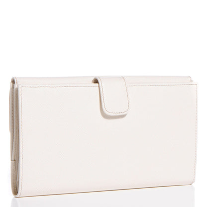 Prada Saffiano Metal Continental Wallet Talco 3 of 9