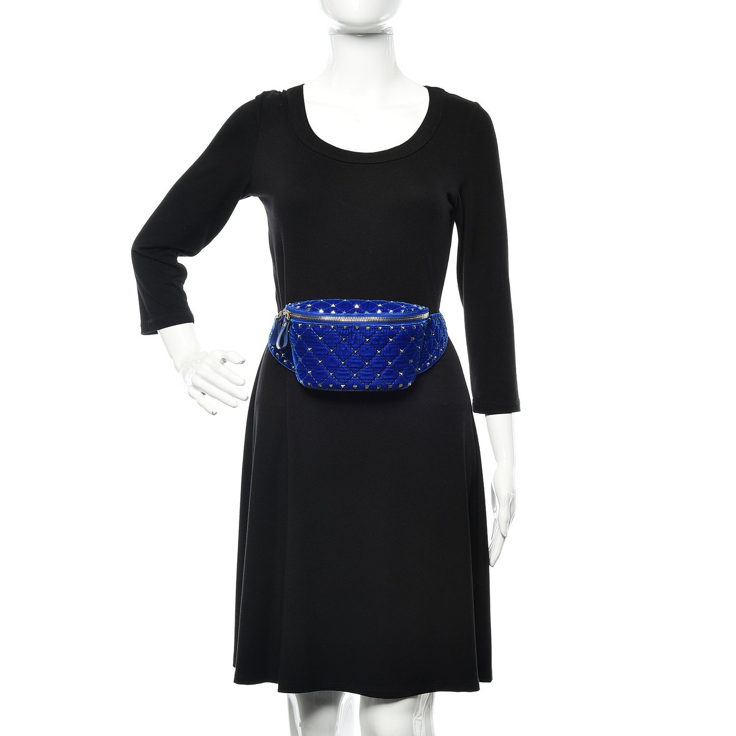 Velvet Rockstud Spike Belt Bag 75 Acid Blue
