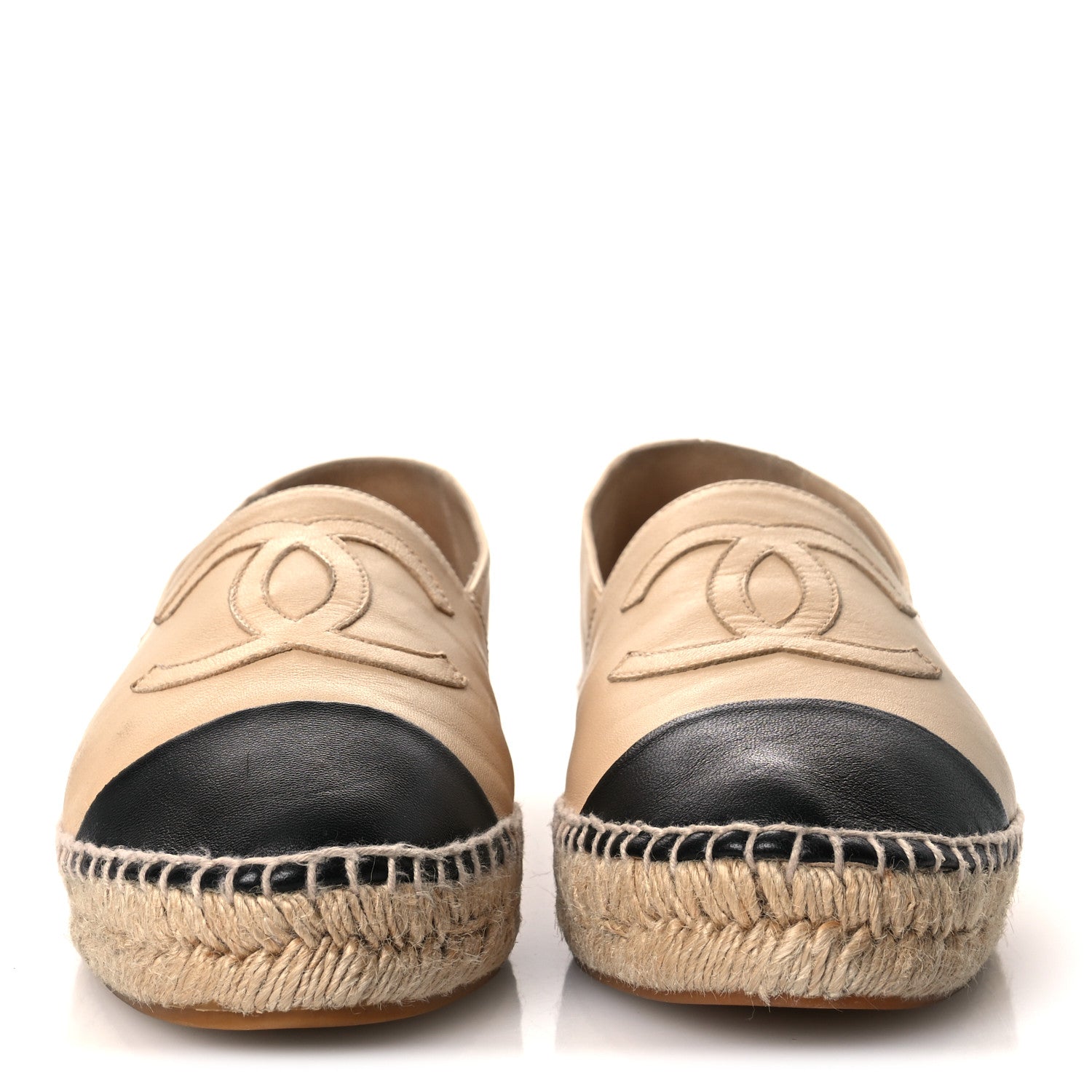 Chanel Lambskin CC Espadrilles 40 Beige Black 3 of 14