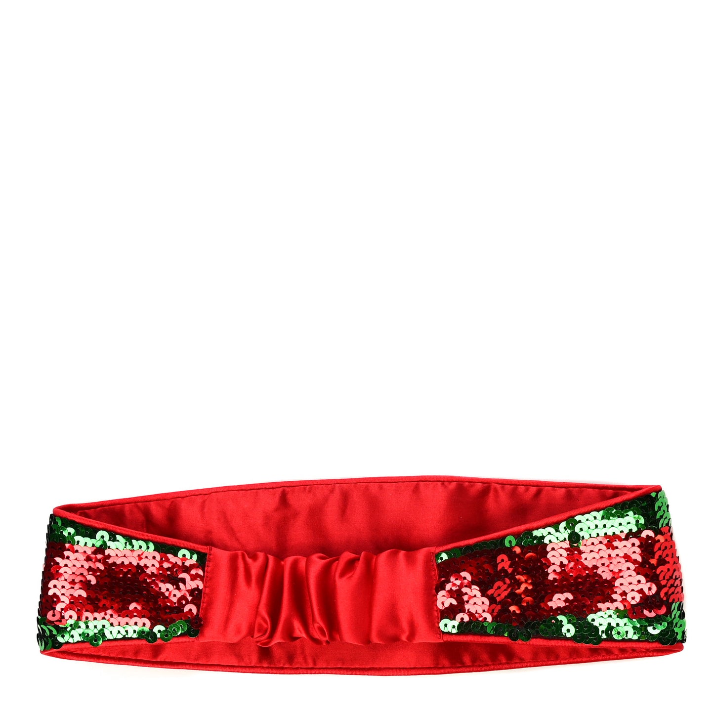 Sequin Silk Striped Headband Red Green