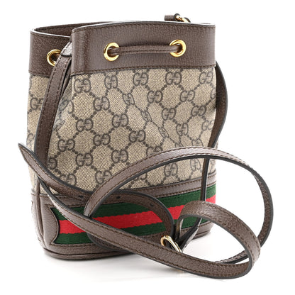 Gucci GG Supreme Monogram Web Mini Ophidia Bucket Bag Brown 3 of 10