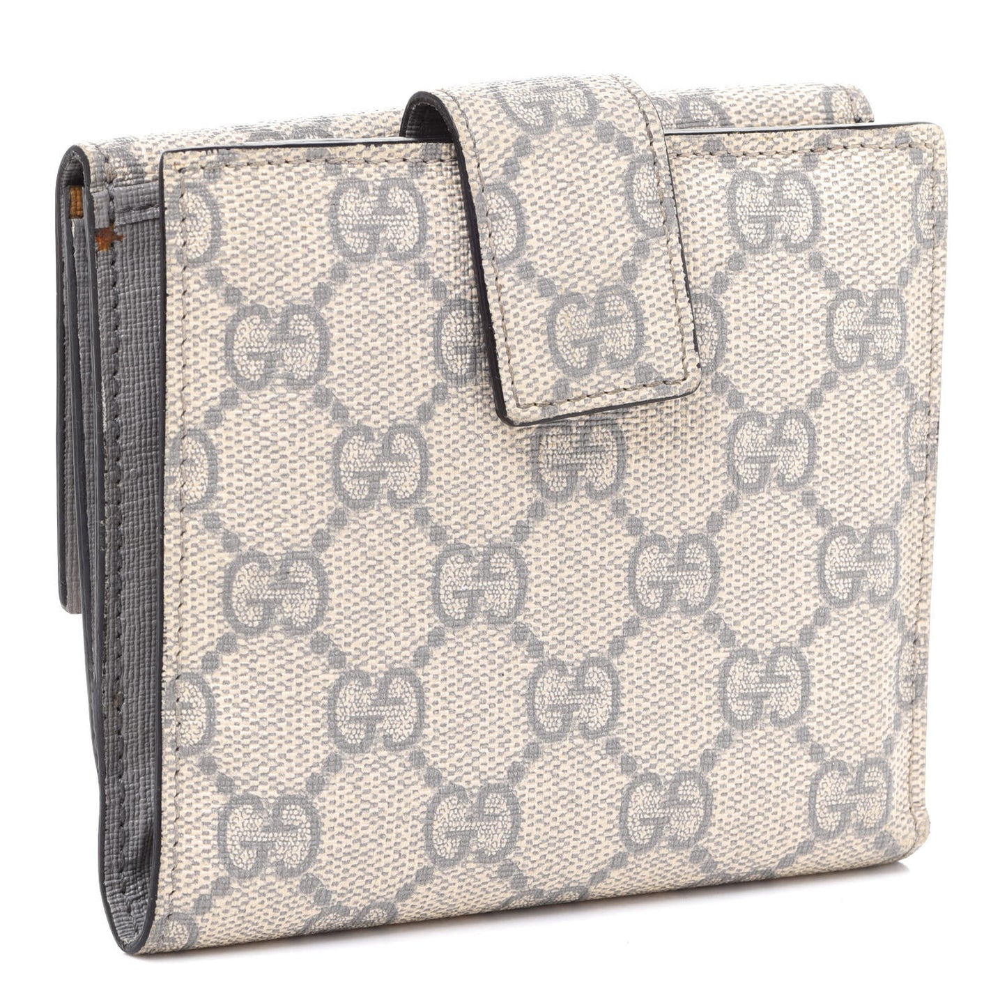 GG Supreme Monogram GG Pierce French Flap Wallet Ecru Grigio