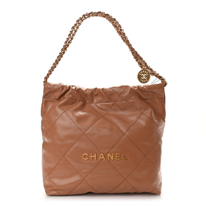 Chanel Shiny Calfskin Quilted Small Chanel 22 Camel 3 of 11