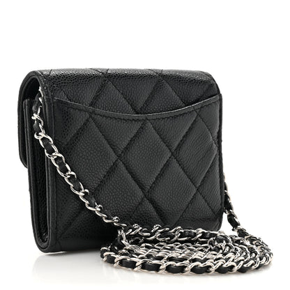Chanel Caviar Quilted Flap Card Holder On Chain Black 4 of 13
