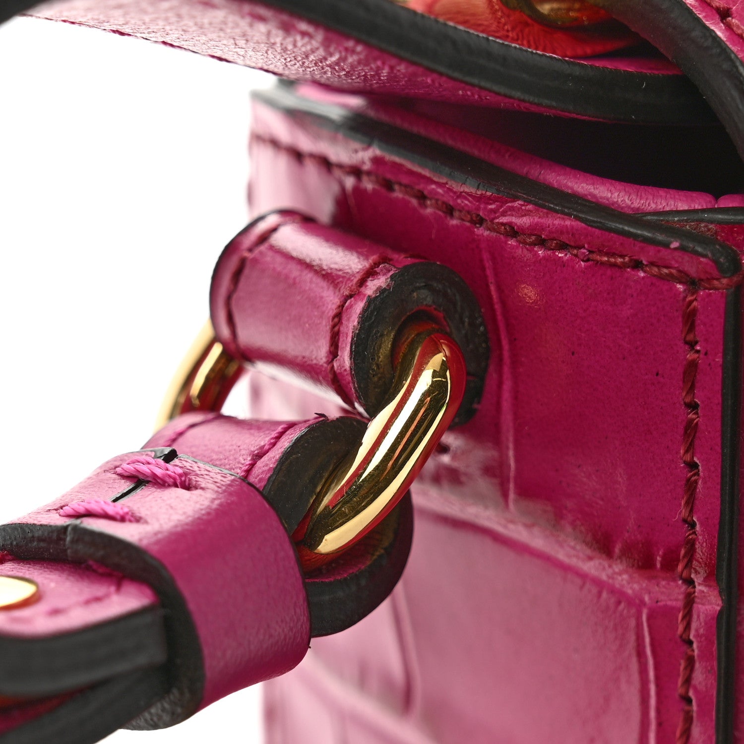Chloe Calfskin Crocodile Embossed Mini C Double Carry Graphic Pink 11 of 12