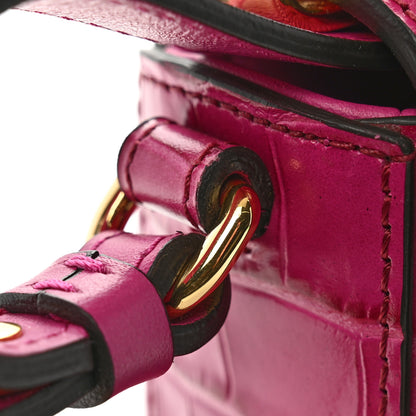 Chloe Calfskin Crocodile Embossed Mini C Double Carry Graphic Pink 11 of 12
