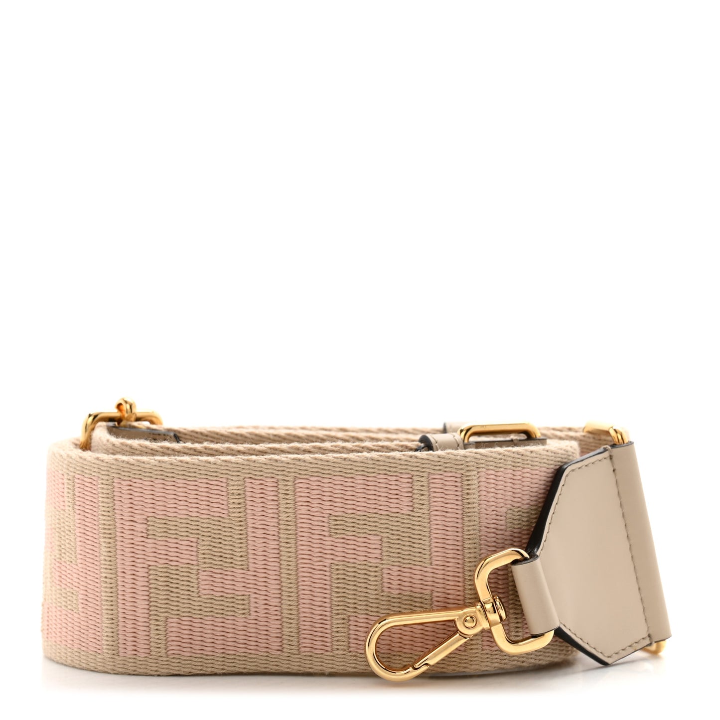 Jacquard Ribbon Vitello King FF Bi-Color Intreccio Adjustable Strap You Beige Pink