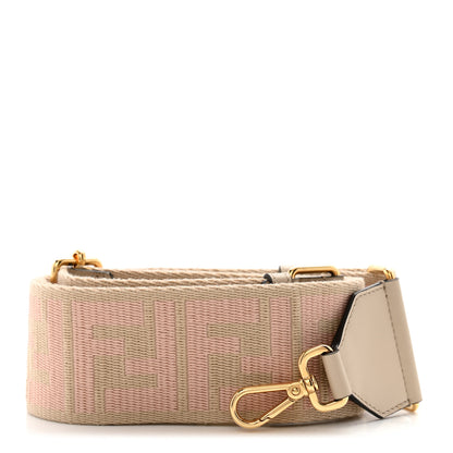 Fendi Jacquard Ribbon Vitello King FF Bi-Color Intreccio Adjustable Strap You Beige Pink 1 of 4