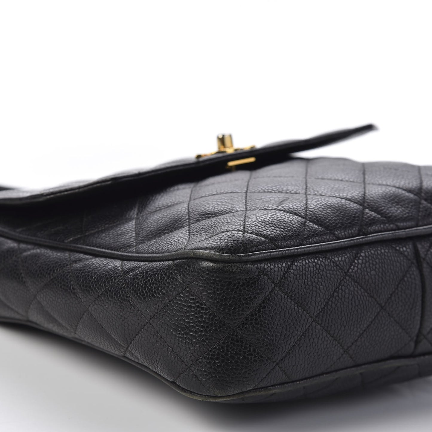 Caviar Quilted Flap Shoulder Bag Black