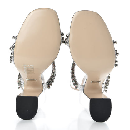 Gucci Nappa Silk Crystal Bertie High Heel Sandals 37.5 Argento 5 of 9