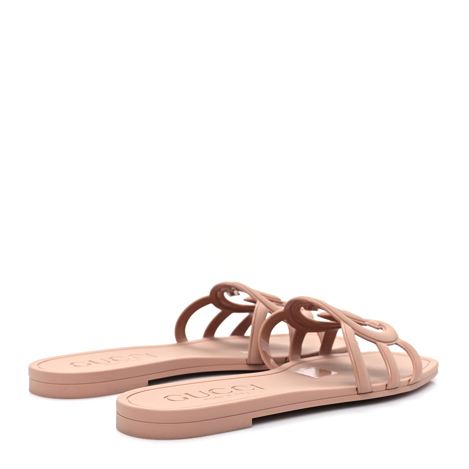 Gucci Rubber Interlocking G Womens Slide Sandals 36 Light Beige 5 of 10