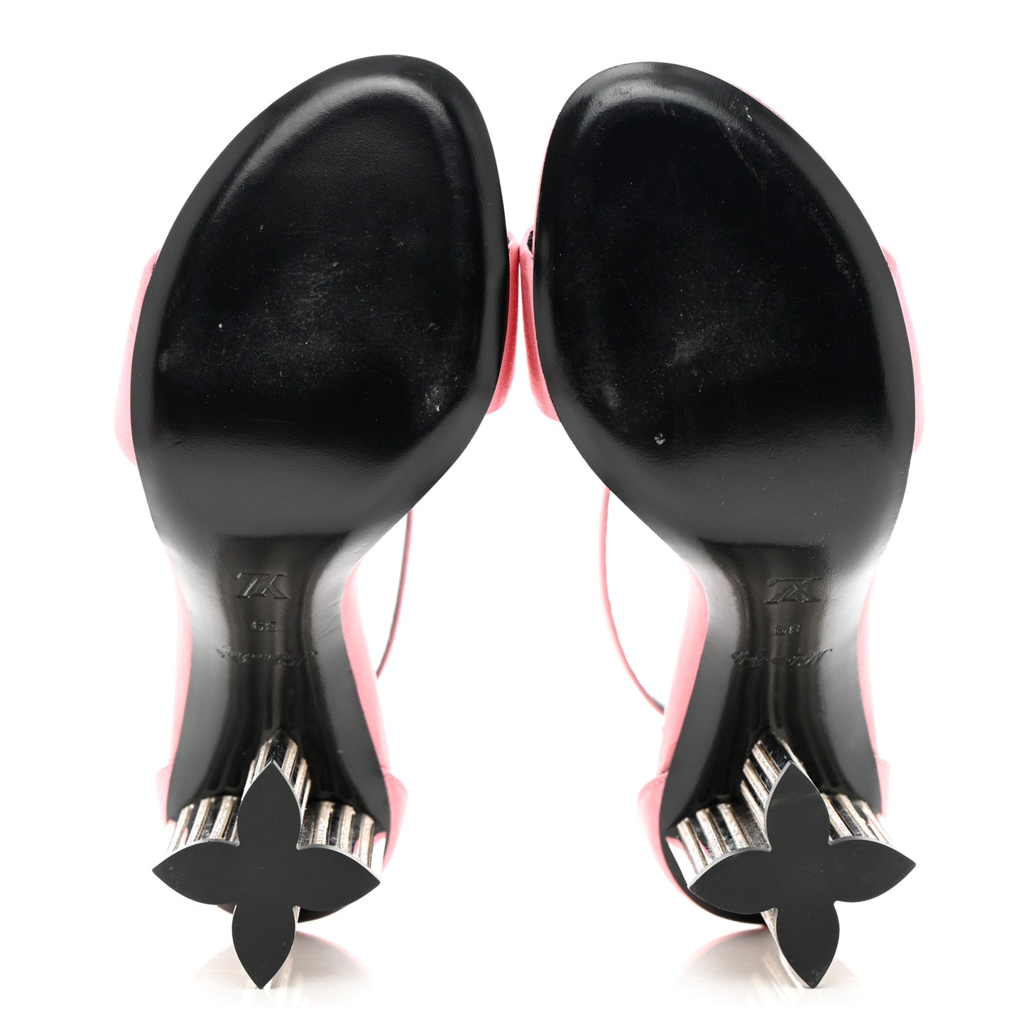 Satin Crystal Silhouette Sandals 39 Pink