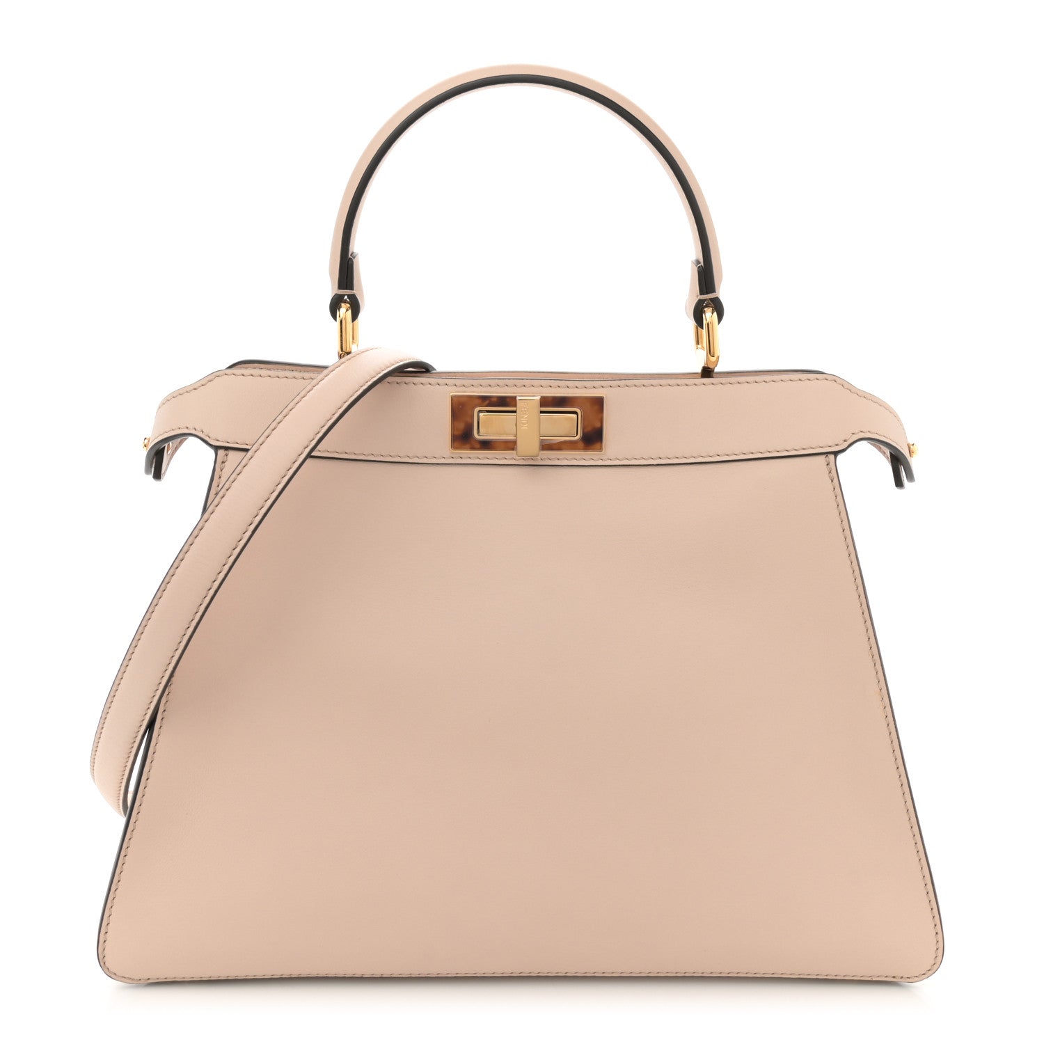 Fendi Vitello Seta Shiny Nappa Plexiglass Medium Peekaboo I SEE U Satchel Poudre 1 of 11