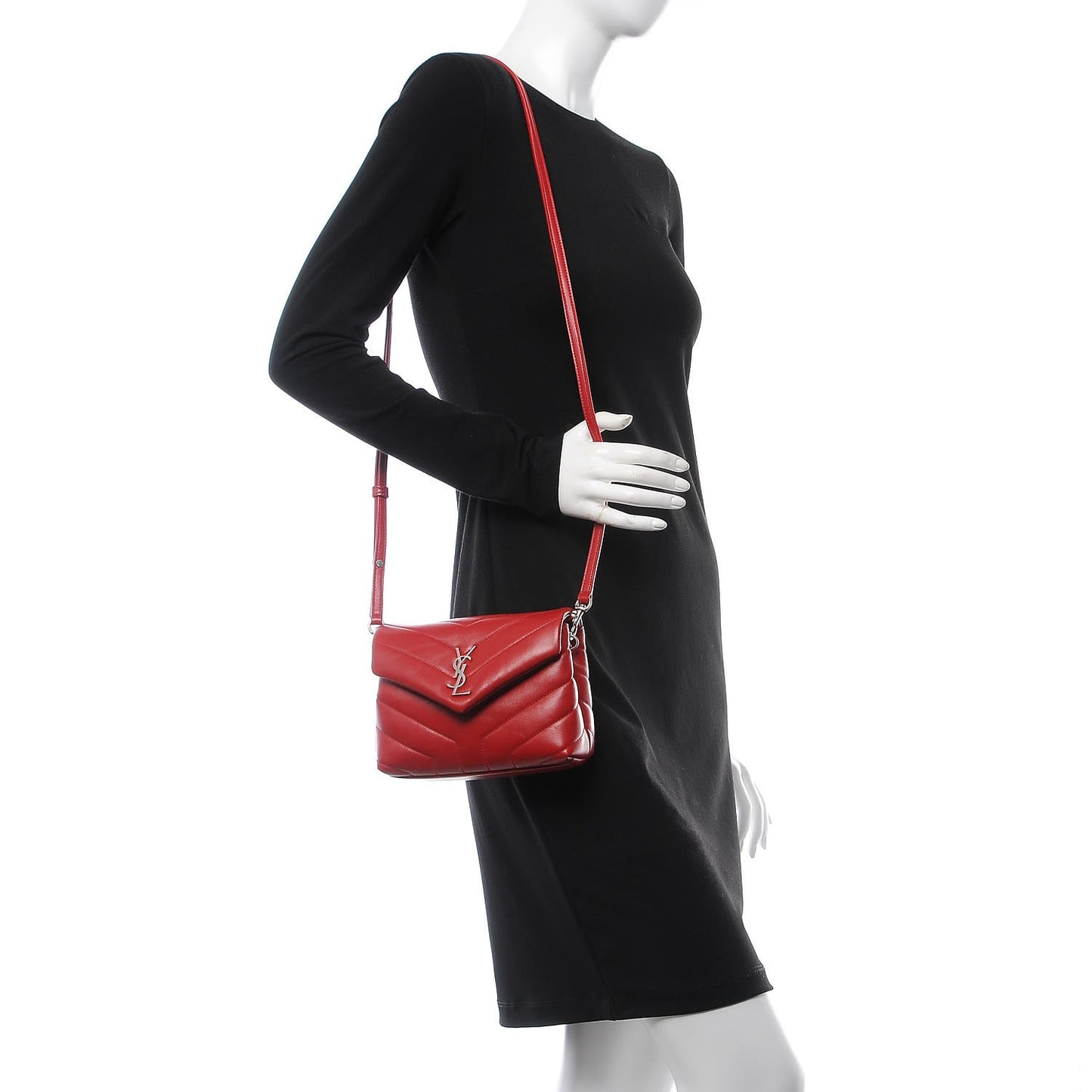 Calfskin Y Quilted Monogram Toy Loulou Crossbody Bag Red