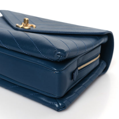 Chanel Lambskin Chevron Stitched Medium Envelope Flap Blue 9 of 9