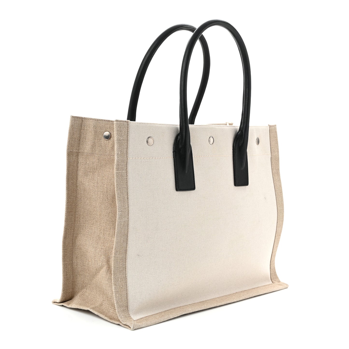 Linen Calfskin Small Rive Gauche Tote Optic White