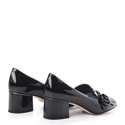 Gucci Vernice GG Marmont Fringe 50mm Loafer Pumps 37 Black 4 of 8