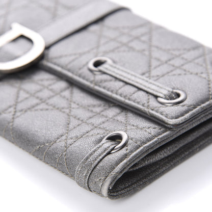 Christian Dior Metallic Grained Calfskin Cannage Clutch Wallet 6 of 10