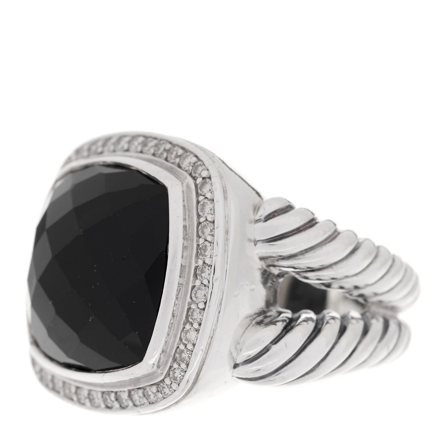 Sterling Silver Diamond Black Onyx 14mm Albion Statement Ring 52 6