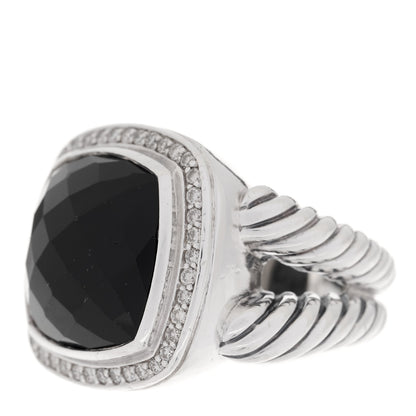 David Yurman Sterling Silver Diamond Black Onyx 14mm Albion Statement Ring 52 6 4 of 7