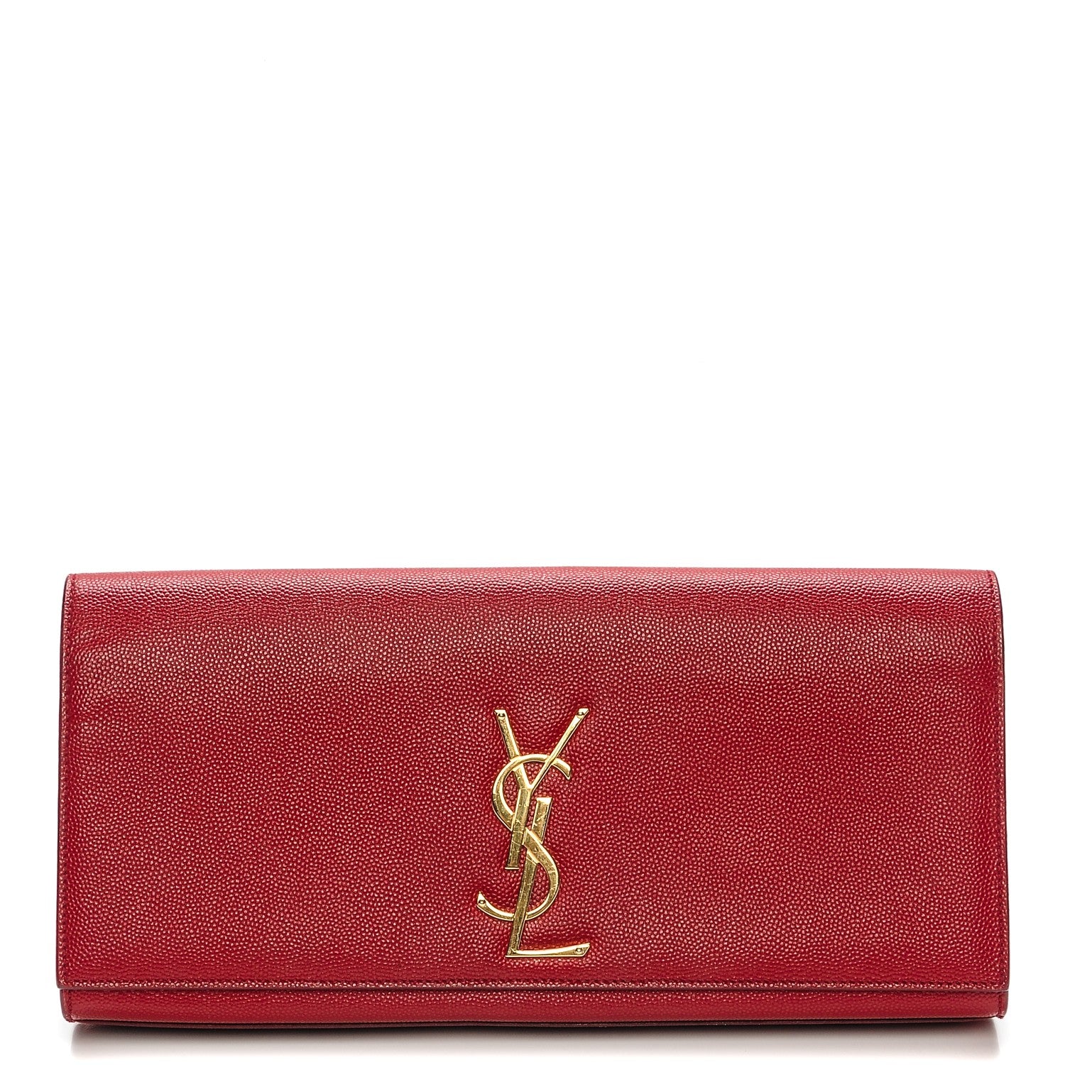 Saint Laurent Grain De Poudre Classic Monogram Clutch Red 1 of 9