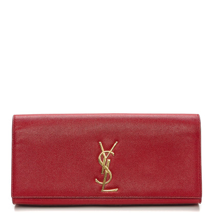 Saint Laurent Grain De Poudre Classic Monogram Clutch Red 1 of 9
