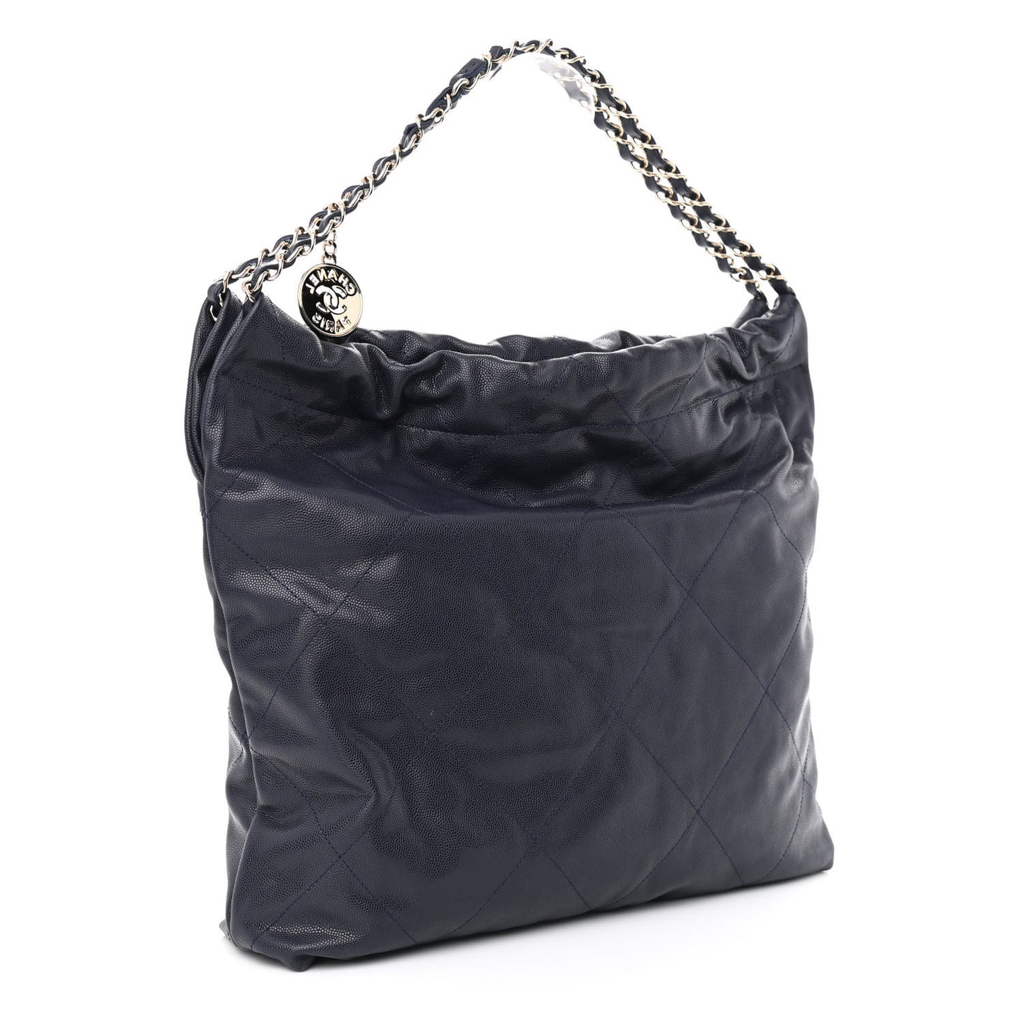 Shiny Caviar Quilted Chanel 22 Dark Blue