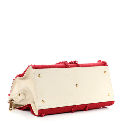 Saint Laurent Linen Sheepskin Large Cabas ChYc Tote Red 4 of 16