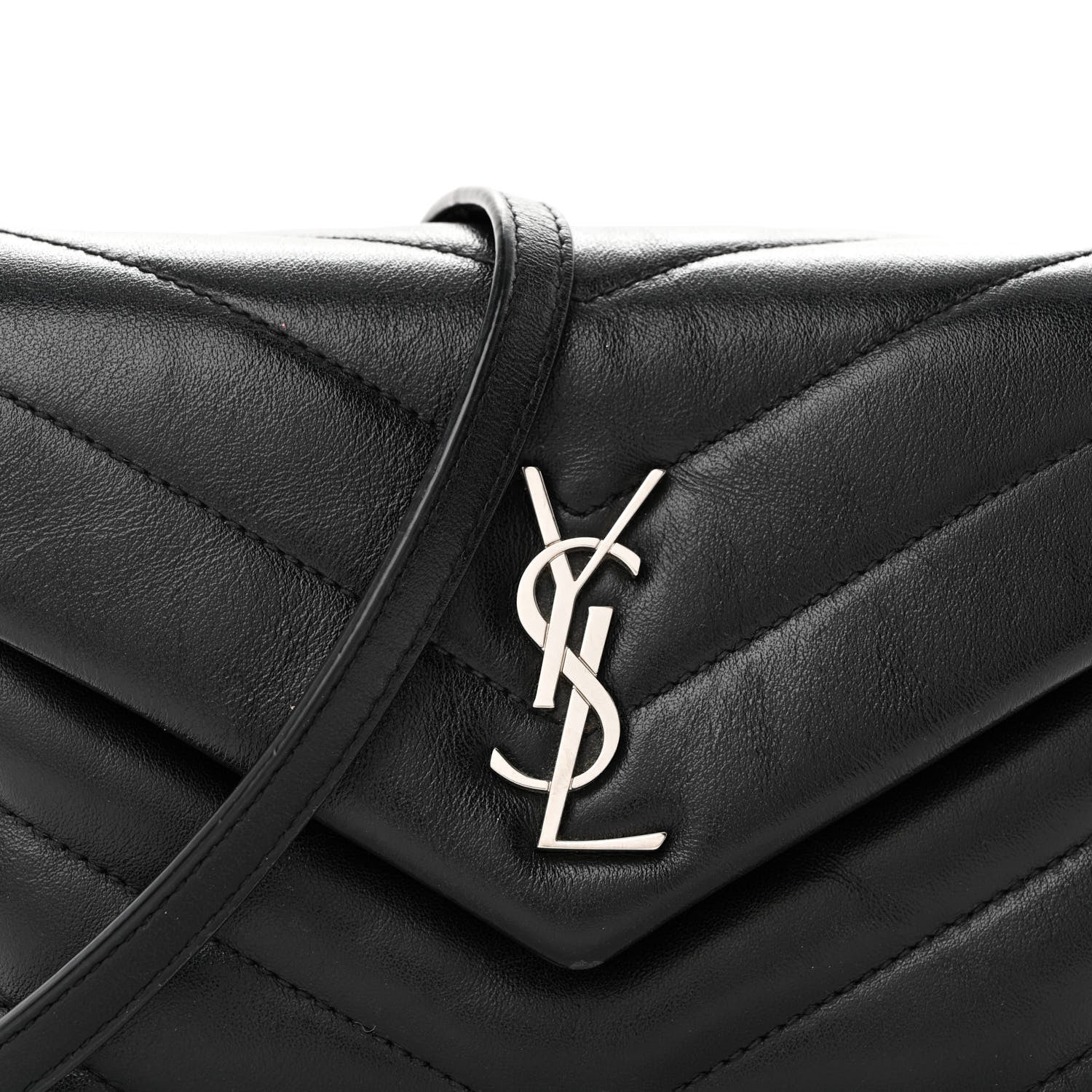 Saint Laurent Calfskin Y Quilted Monogram Toy Loulou Crossbody Bag Black 9 of 12
