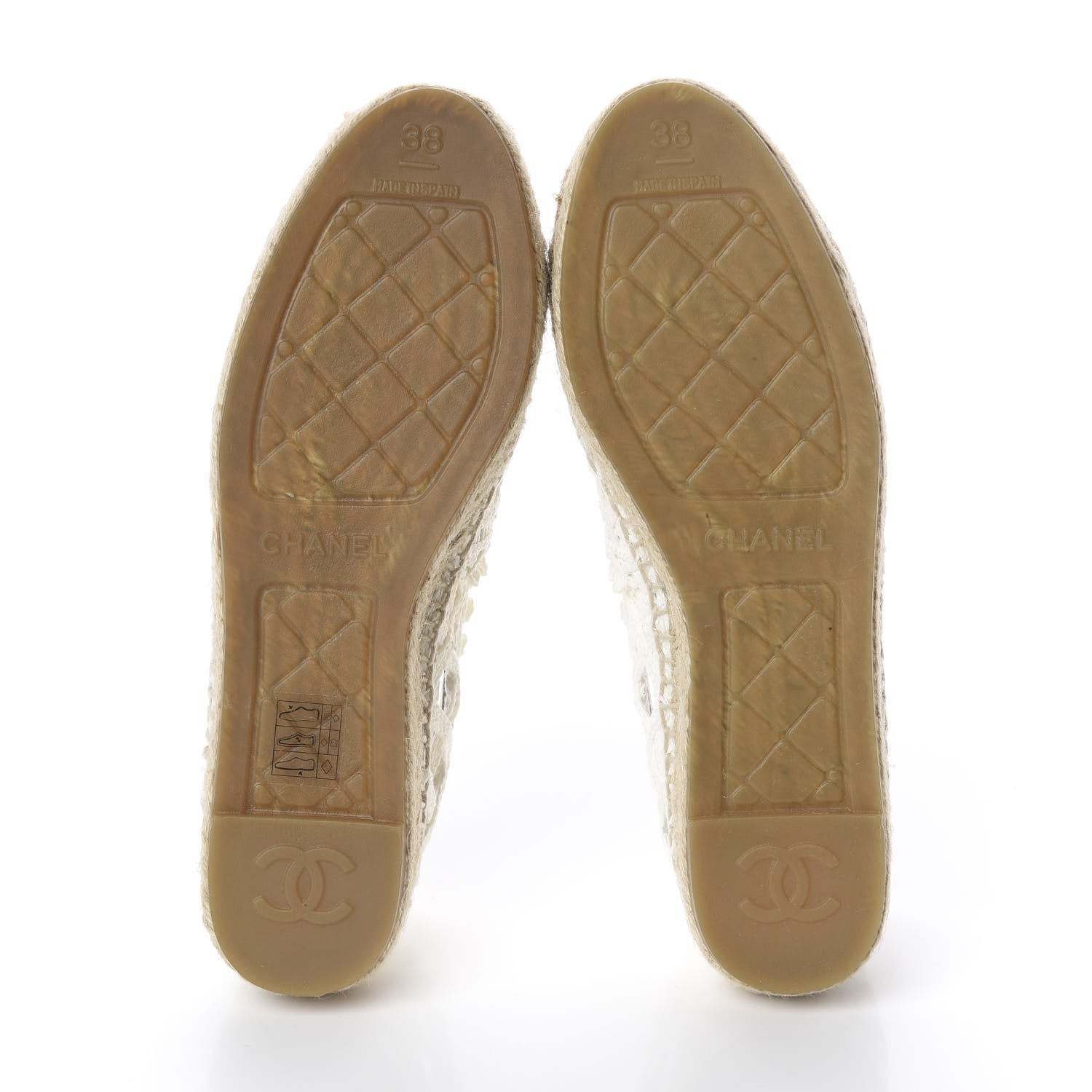Chanel Woven Fabric Grosgrain CC Espadrilles 38 White Black 7 of 7