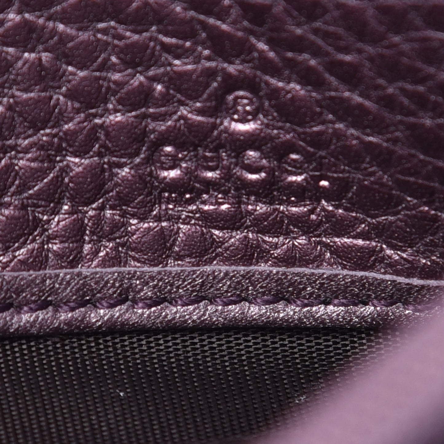 Metallic Pebbled Calfskin Large Soho Continental Wallet Purple