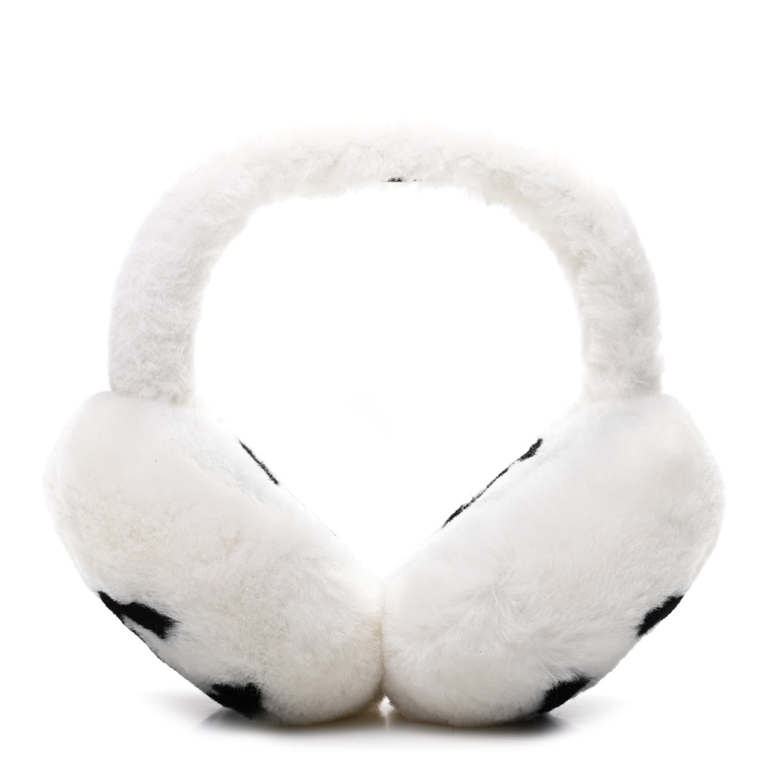 Chanel Shearling CC Ear Muffs White Black 1 of 4