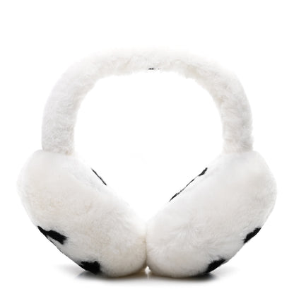 Chanel Shearling CC Ear Muffs White Black 1 of 4