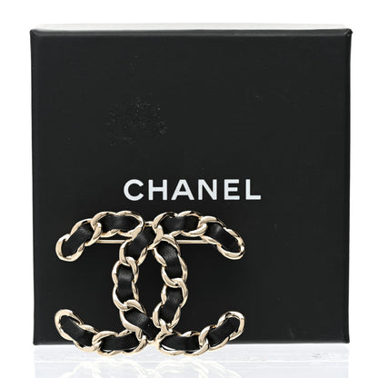 Chanel Lambskin Chain CC Brooch Black Gold 5 of 5