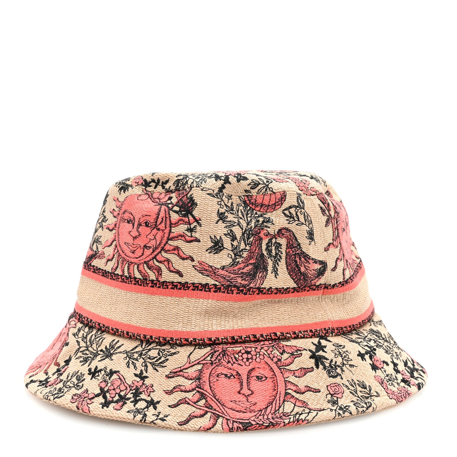 Christian Dior Canvas Toile de Jouy Soleil Diorivera D-Bobby Small Brim Bucket Hat 58 Coral Beige 3 of 8