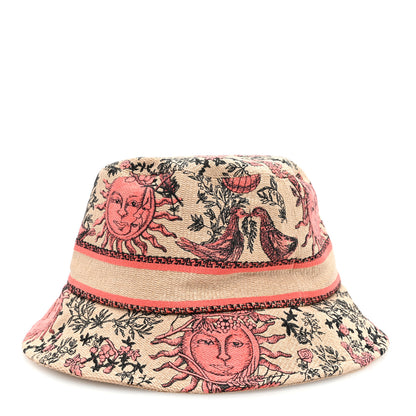 Christian Dior Canvas Toile de Jouy Soleil Diorivera D-Bobby Small Brim Bucket Hat 58 Coral Beige 3 of 8